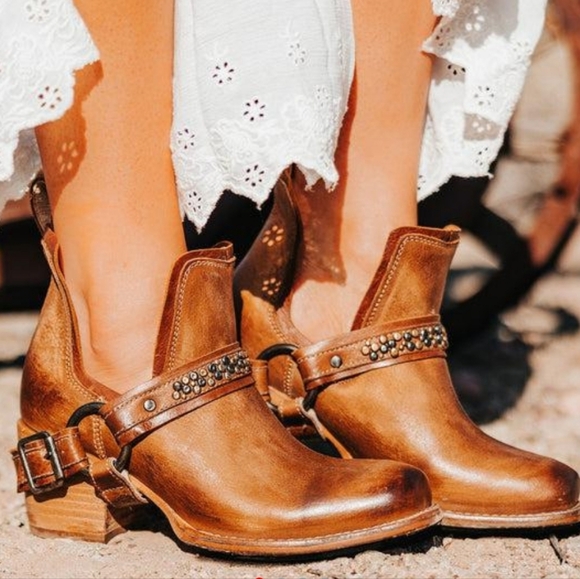 freebird Shoes - Freebird by Steven Dusty Camel Leather Boots – Square Toe, Size 7